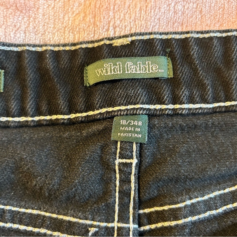 Wild Fable super high rise baggy jean black wide leg cargo jeans size 18 - Picture 5 of 10